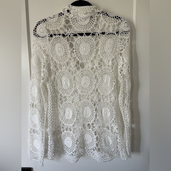 Contemporaine White Crochet Button-Up Top - Picture 3 of 4